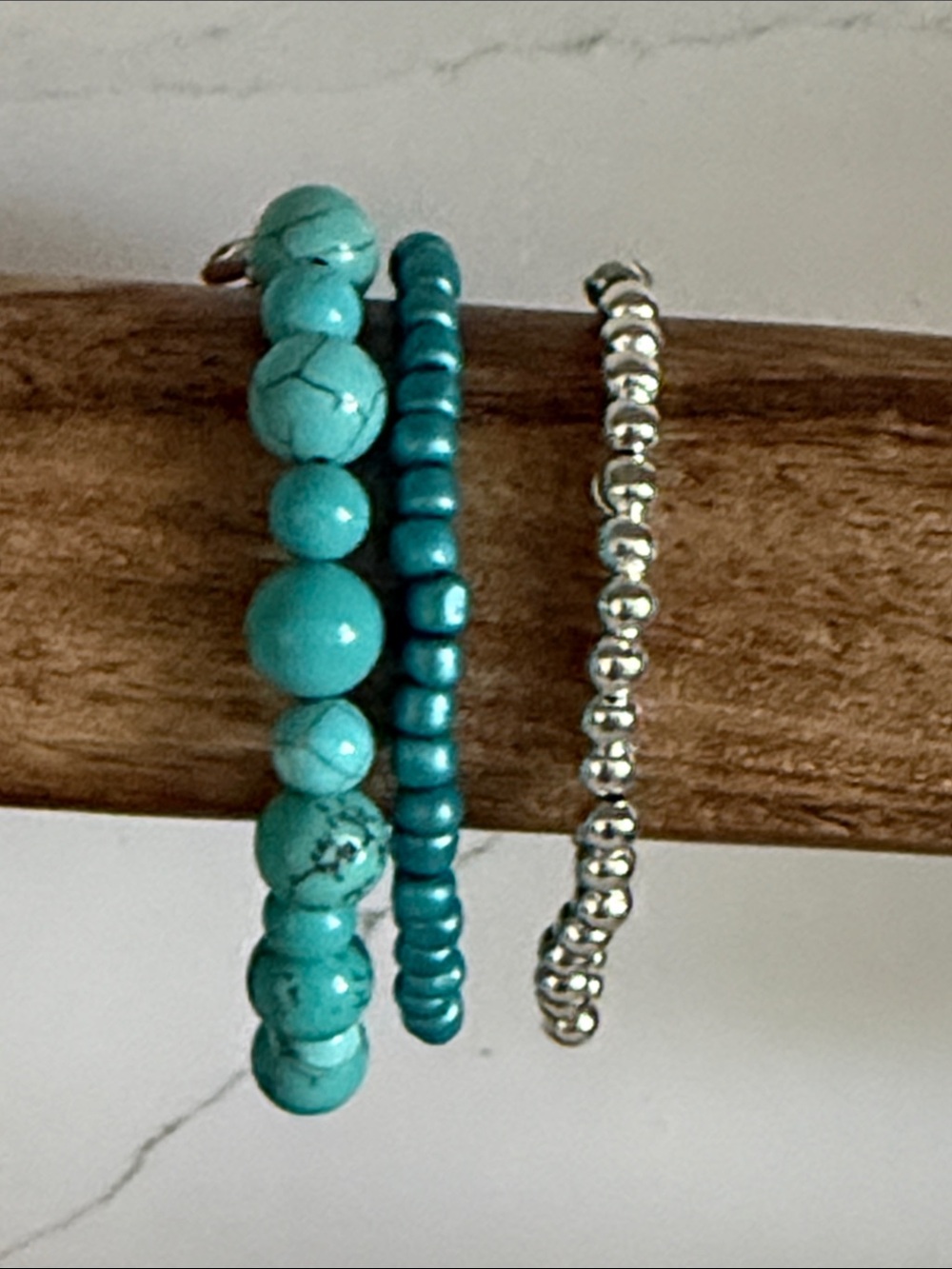 Turquoise Turtle Stackable Beaded Bracelet Set - Picture 3 of 5